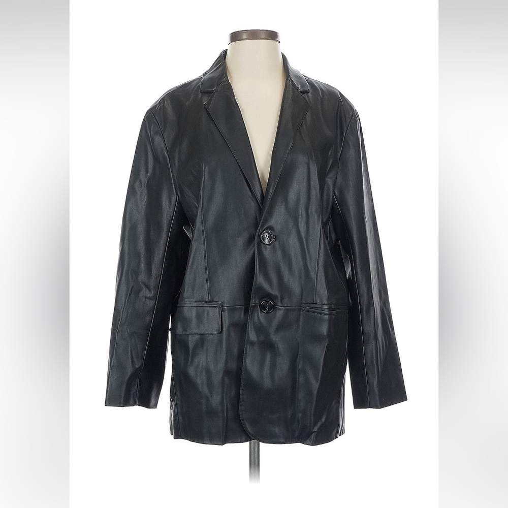 The Frankie Shop Olympia Blazer Faux Leather Black Jacket Small
